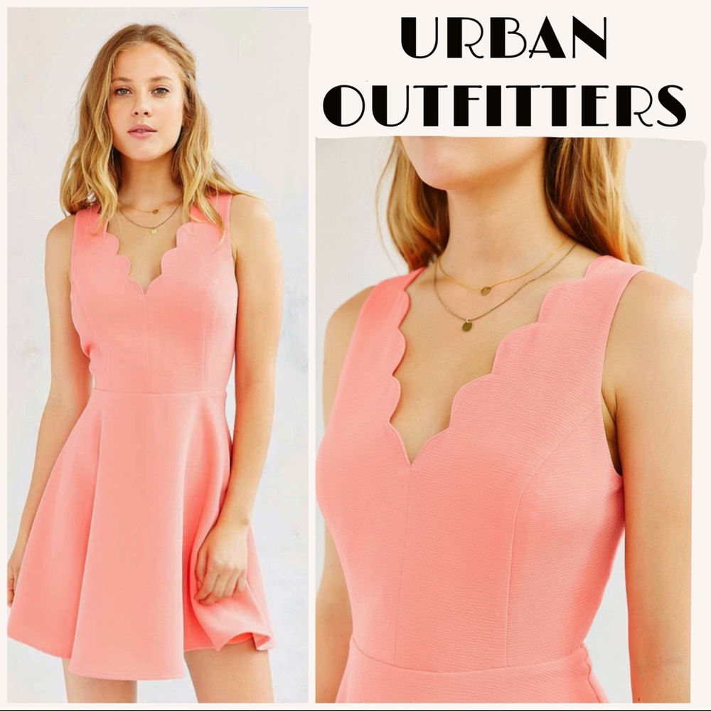 Kimchi Blue Scallop-Edge V-Neck Fit + Flare Dress